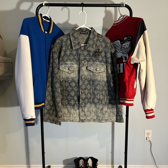 Custom Chrome Hearts Logo Print Denim Jacket - Picture 1 of 5